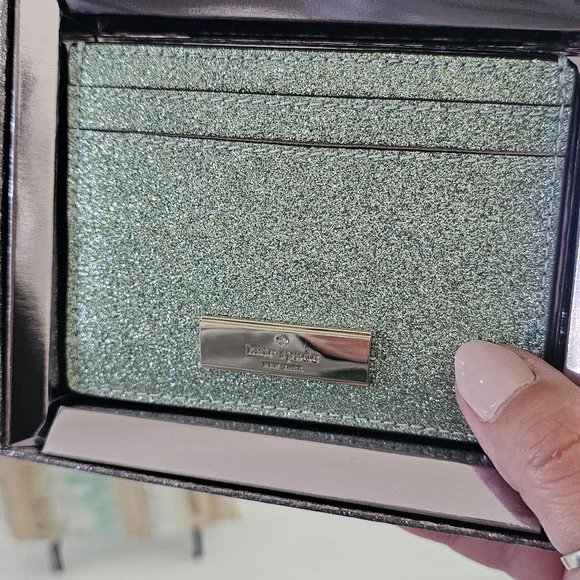 NWT Kate Spade Seawater Glitter Cardholder Wallet - Picture 5 of 5